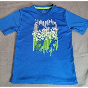 Starter Boys Athletic T-Shirt Blue “Game Time Anytime” Graphic Youth Medium 8